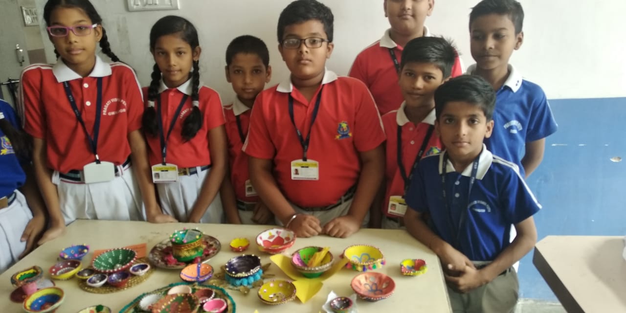 Diwali Celebration Diya Decoration by The Primary Class Students